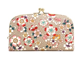 未使用品 文庫屋大関 がま口 財布 ケース 小銭入れ 天溝 がま口 椿 天溝がま口［t］