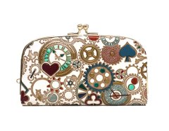 時の歯車＜青緑＞ 天溝がま口（金唐柄）［t］