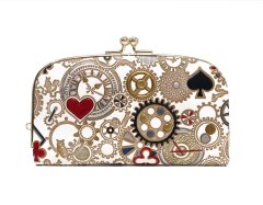 時の歯車＜赤黒＞ 天溝がま口（金唐柄）［t］