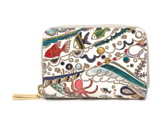 【夏限定柄】海はひろいな ファスナー小銭入れ（金唐柄）［t］