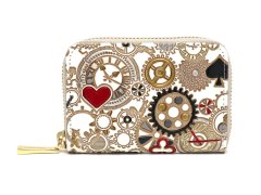 時の歯車＜赤黒＞ ファスナー小銭入れ（金唐柄）［t］