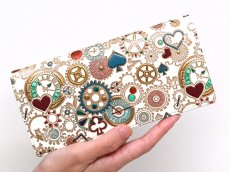 画像4: 時の歯車＜青緑＞ 束入れ (金唐柄)［t］ (4)