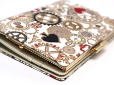 画像3: 時の歯車＜赤黒＞ 箱まち口金付き札入れ（金唐柄）［t］ (3)