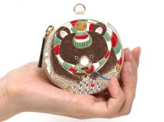 画像5: 【Xmas柄】編むくま マカロンポーチ［t］ (5)