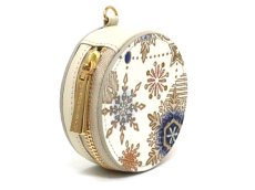 画像3: 【Xmas柄】スノーオーナメント＜ラピス＞ マカロンポーチ（金唐柄）［t］ (3)