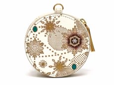 画像2: 【Xmas柄】スノーオーナメント＜ブロンズ＞ マカロンポーチ（金唐柄）［t］ (2)