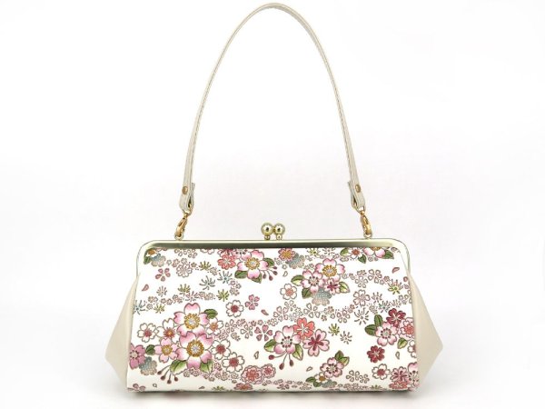画像1: 完売【限定アイテム】かすみ桜 がま口ハンドルクラッチ (1)