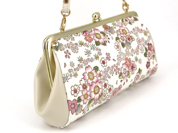 画像2: 完売【限定アイテム】かすみ桜 がま口ハンドルクラッチ (2)