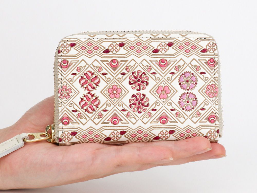 【新品 未使用】箱付き美品　文庫屋大関☆ 天溝がま口 花菱 椿 天溝がま口［t］